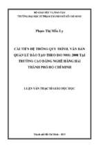 Cải tiến hệ thống quy trình, văn bản quản lý đào tạo theo iso 9001 2008 tại trường cao đẳng nghề hàng hải thành phố hồ chí minh 