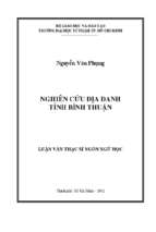 Nghiên cứu địa danh tỉnh bình thuận 