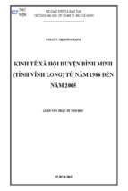 Kinh tế   xã hội huyện bình minh (tỉnh vĩnh long) từ năm 1986 đến năm 2005 