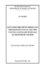 Quản lý phát triển chương trình đào tạo theo định hướng năng lực thực hiện ở trường cao đẳng kinh tế đối ngoại tại thành phố hồ chí minh 