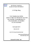 Thực trạng hoạt động quản lý việc dạy nghề cho học viên các trường cai nghiện ma túy của tp. hcm và các giải pháp 