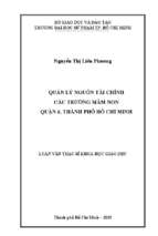 Quản lý nguồn tài chính các trường mầm non quận 6, thành phố hồ chí minh 