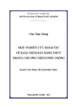 Một nghiên cứu didactic về khái niệm bất đẳng thức trong chương trình phổ thông 