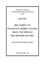 Một nghiên cứu về ngôn ngữ kí hiệu toán học trong việc diễn đạt một mệnh đề toán học 