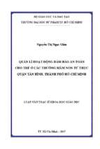 Quản lí hoạt động đảm bảo an toàn cho trẻ ở các trường mầm non tư thục quận tân bình, thành phố hồ chí minh 