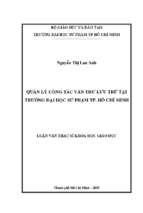 Quản lý công tác văn thư lưu trữ tại trường đại học sư phạm tp. hồ chí minh 