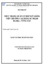 Thực trạng quản lý đội ngũ giảng viên trường cao đẳng sư phạm bà rịa   vũng tàu 