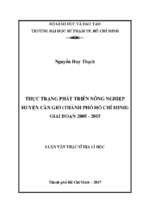 Thực trạng phát triển nông nghiệp huyện cần giờ (thành phố hồ chí minh) giai đoạn 2005   2015  