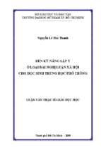 Rèn luyện kỹ năng lập ý ở loại bài nghị luận xã hội cho học sinh trung học phổ thông 