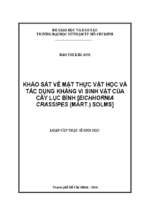 Khảo sát về mặt thực vật học và tác dụng kháng vi sinh vật của cây lục bình [eichhornia crassipes (mart.) solms] 