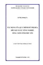 Tác động của quá trình đô thị hóa đến sản xuất nông nghiệp, nông thôn tỉnh phú yên 