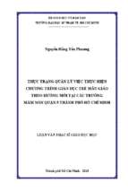 Thực trạng quản lý việc thực hiện chương trình giáo dục trẻ mẫu giáo theo hướng mới tại các trường mầm non quận 5 thành phố hồ chí minh 