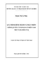 Quá trình hình thành và phát triển chính quyền cách mạng ở miền nam việt nam (1960   1976) 