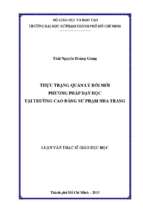 Thực trạng quản lý đổi mới phương pháp dạy học tại trường cao đẳng sư phạm nha trang 