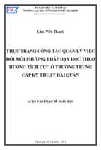 Thực trạng công tác quản lý việc đổi mới phương pháp dạy học theo hướng tích cực ở trường trung cấp kỹ thuật hải quân 