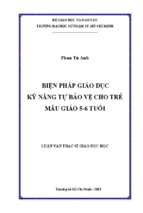 Biện pháp giáo dục kỹ năng tự bảo vệ cho trẻ mẫu giáo 5 6 tuổi 