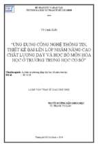 ứng dụng công nghệ thông tin, thiết kế bài lên lớp nhằm nâng cao chất lượng dạy và học bộ môn hóa học ở trường trung học cơ sở 