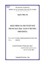 Khái niệm giá trị tuyệt đối trong dạy học toán ở trường phổ thông 