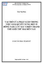 Vai trò của phật giáo trong việc giải quyết xung đột ở đông nam á từ sau chiến tranh thế giới thứ hai đến nay 