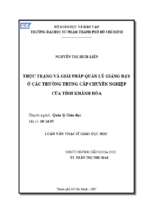 Thực trạng và giải pháp quản lý giảng dạy ở các trường trung cấp chuyên nghiệp của tỉnh khánh hòa 