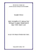 Một nghiên cứu didactic về dạy và học phân số ở bậc tiểu học lào 