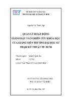 Quản lý hoạt động giảng dạy và nghiên cứu khoa học của giảng viên trường đại học sư phạm kỹ thuật tp. hồ chí minh 