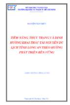 Tiềm năng, thực trạng và định hướng khai thác tài nguyên du lịch tỉnh long an cho phát triển du lịch bền vững 