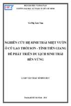 Nghiên cứu hệ sinh thái miệt vườn ở cù lao thới sơn   tỉnh tiền giang để phát triển du lịch sinh thái bền vững 