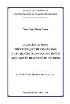 Quản lí hoạt động thực hiện quy chế chuyên môn ở các trường trung học phổ thông quận gò vấp, thành phố hồ chí minh 