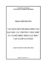 Vận dụng bản đồ khái niệm vào dạy học các chương  chất khí và  cơ sở nhiệt động lực học vật lý lớp 10 cơ bản