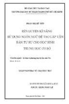 Rèn luyện kỹ năng sử dụng ngôn ngữ để tạo lập văn bản tự sự cho học sinh trung học cơ sở 