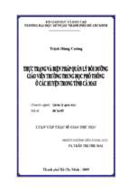 Thực trạng và biện pháp quản lý bồi dưỡng giáo viên trường trung học phổ thông ở các huyện trong tỉnh cà mau 