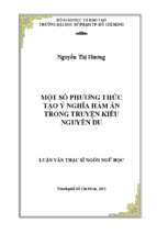 Một số phương thức tạo ý nghĩa hàm ẩn trong truyện kiều của nguyễn du 