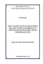 Thực trạng quản lý hoạt động giáo dục hướng nghiệp ở các trường trung học phổ thông tỉnh bình dương 