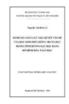 đánh giá năng lực giải quyết vấn đề của học sinh phổ thông trung học trong tình huống dạy học bằng mô hình toán học 