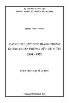 Căn cứ tỉnh ủy sóc trăng trong kháng chiến chống mỹ cứu nước (1954   1975) 