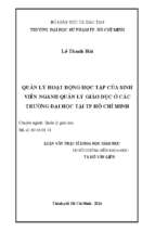 Quản lý hoạt động học tập của sinh viên ngành quản lý giáo dục ở các trường đại học tại thành phố hồ chí minh 