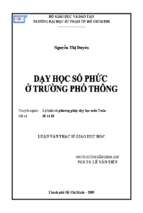 Dạy học số phức ở trường phổ thông 