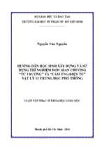 Hướng dẫn học sinh xây dựng và sử dụng thí nghiệm đơn giản chương  từ trường  và  cảm ứng điện từ  vật lí 11 trung học phổ thông