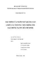 đặc điểm của ngôn ngữ quảng cáo (trên các phương tiện thông tin đại chúng tại tp. hồ chí minh) 