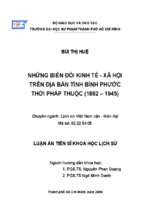 Những biến đổi kinh tế   xã hội trên địa bàn tỉnh bình phước thời pháp thuộc giai đoạn 1897   1939 