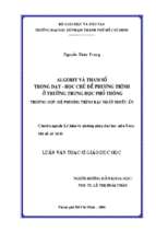 Algorit và tham số trong dạy   học chủ đề phương trình ở trường trung học phổ thông trường hợp hệ phương trình bậc nhất nhiều ẩn 