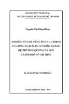 Nghiên cứu khả năng tích tụ carbon của rừng ngập mặn tự nhiên tại khu dự trữ sinh quyển cần giờ, thành phố hồ chí minh 
