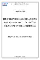 Thực trạng quản lý hoạt động học tập của học viên trường trung cấp kỹ thuật hải quân 