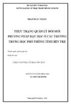 Thực trạng quản lý đổi mới phương pháp dạy học ở các trường trung học phổ thông tỉnh bến tre 