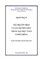 Giá trị lớn nhất và giá trị nhỏ nhất trong dạy học toán ở phổ thông 