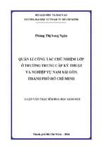 Quản lí công tác chủ nhiệm lớp ở trường trung cấp kỹ thuật và nghiệp vụ nam sài gòn, thành phố hồ chí minh 