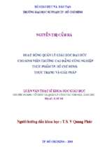 Hoạt động quản lý giáo dục đạo đức cho sinh viên trường cao đẳng công nghiệp thực phẩm tp. hcm thực trạng và giải pháp  