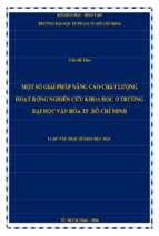 Một số giải pháp nâng cao chất lượng hoạt động nghiên cứu khoa học ở trường đại học văn hóa tp. hcm 