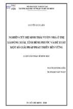 Nghiên cứu hệ sinh thái vườn nhà ở thị xã đồng xoài, tỉnh bình phước và đề xuất một số giải pháp phát triển bền vững 